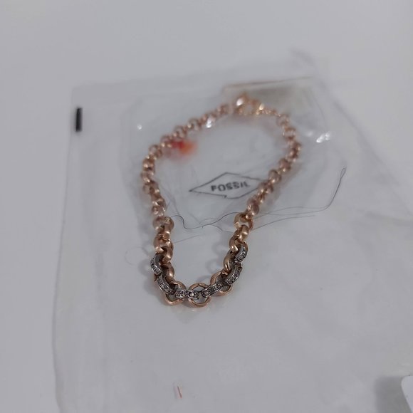 NWT Fossil Rose Gold Link Bracelet - Picture 2 of 3